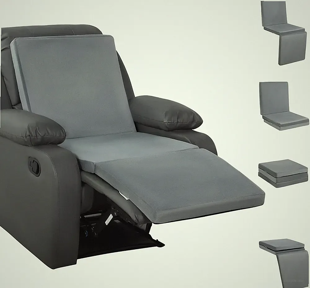 3-In-1 Recliner Seat Cushion with Lumbar Support Pillow & Footrest, Multi-Functi