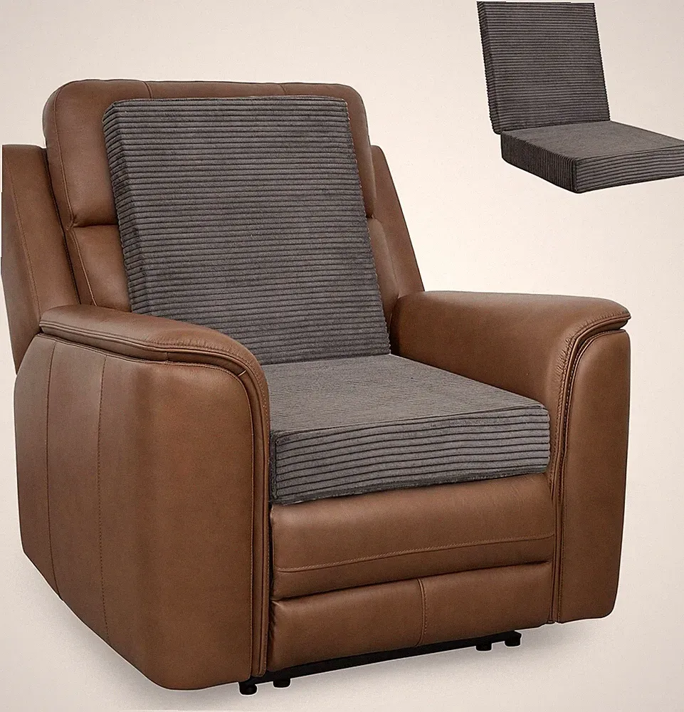 Corduroy Recliner Chair Cush with Lumbar Support Pillow Soft