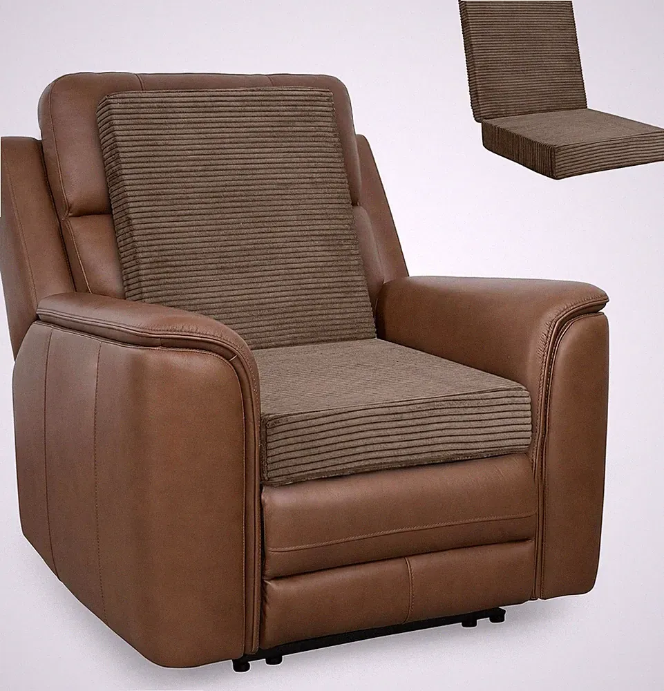 Corduroy Recliner Chair Cushion with Lumbar Support Pillow for Elderly Long Sitt
