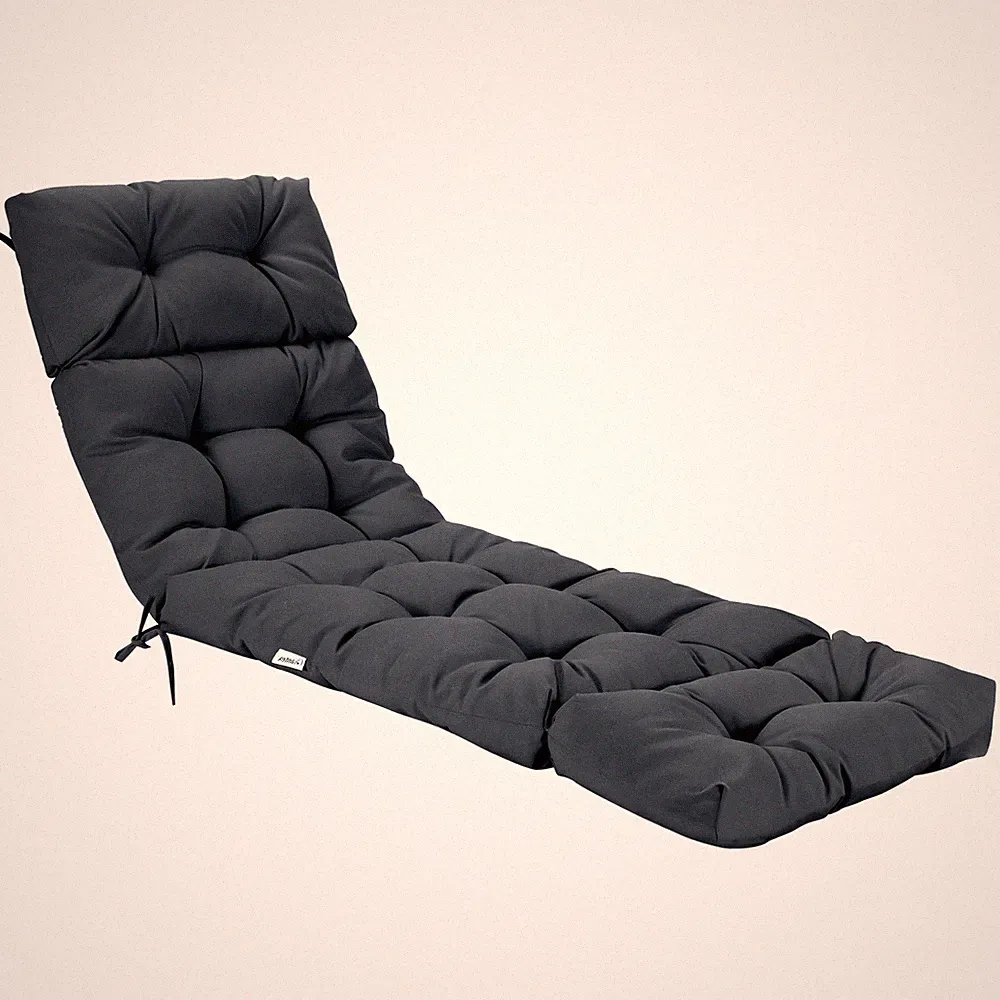 Costway 73" Lounge Chaise Cushion Padded Recliner Cushion Indoor Outdoor Grey