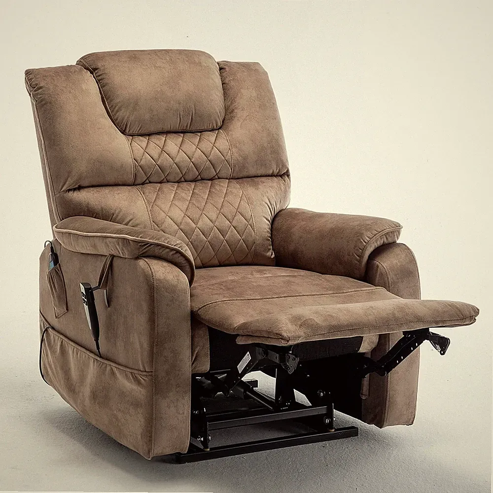 Electric Power Lift Infinite Position Velvet Relax Sofa Recliner Chair Sitting R