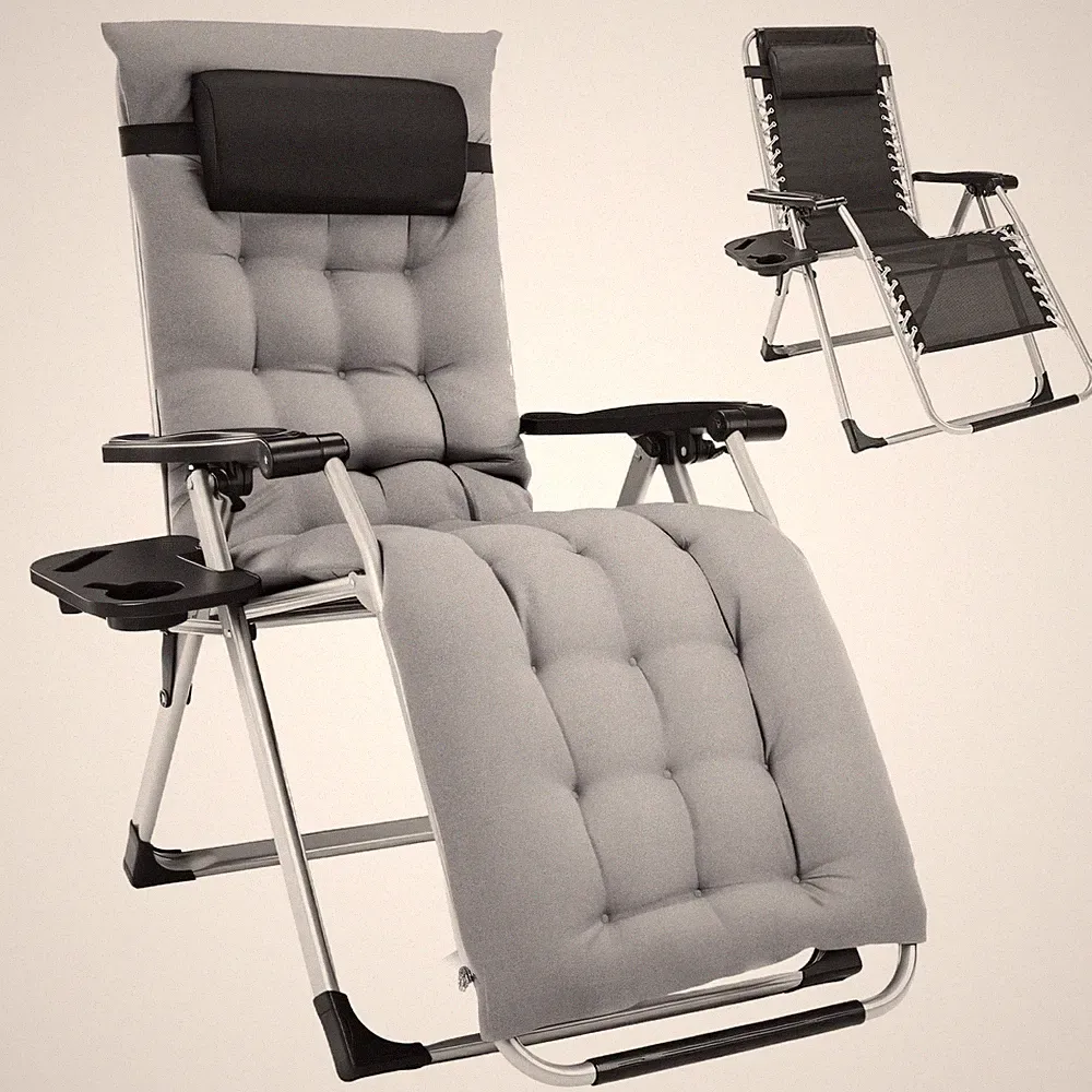 Heavy-Duty Folding Recliner with Adjustable Backrest, Detachable Cushion