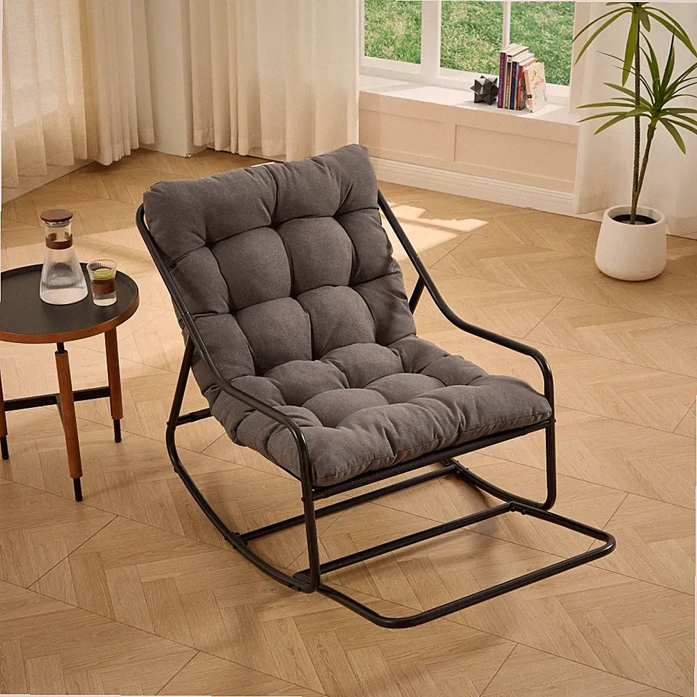 Outdoor Rocking Chair, Comfy Cushion, with Soft Thick Cushion,for Living Room