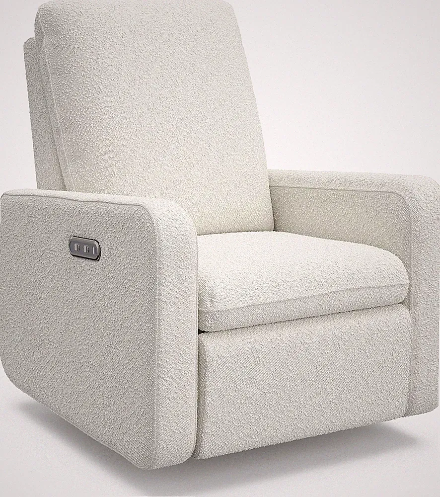 Teddi Ivory Boucle Power Recliner Swivel Glider with USB Charging